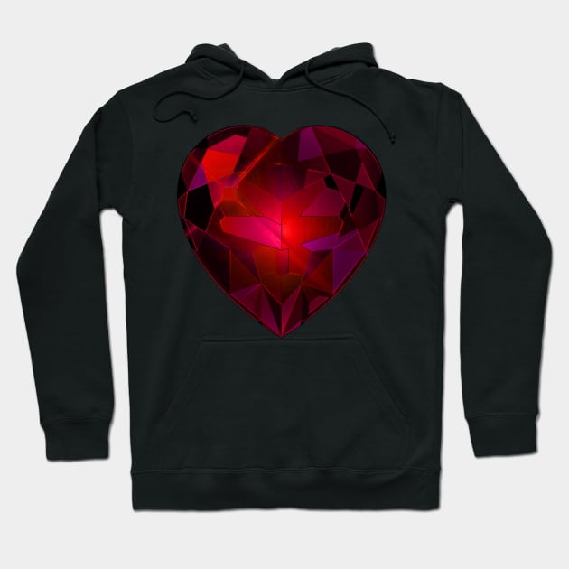 Red and Pink Heart Gemstone Hoodie by The Black Panther
